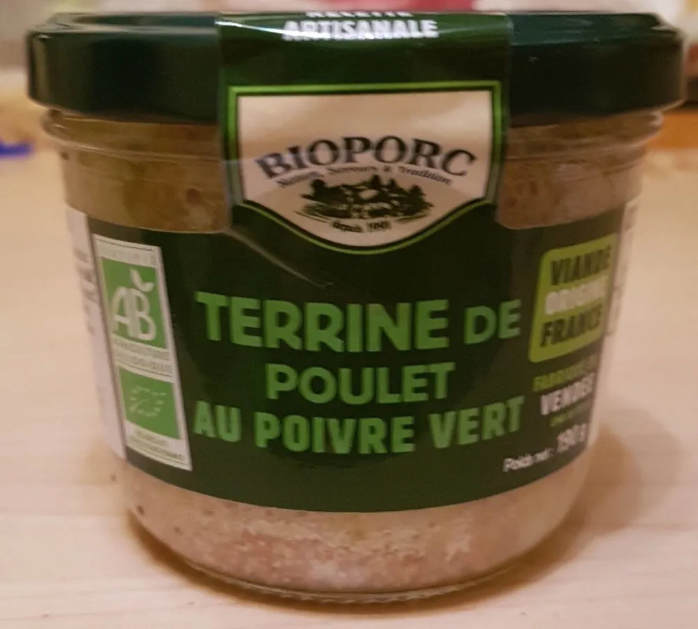 Terrine de poulet au poivre vert bio