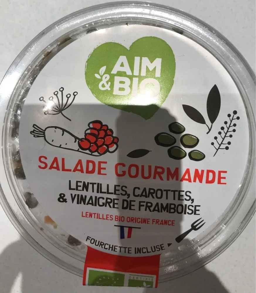 Salade gourmande(lentilles,carottes,&vinaigre de framboise)