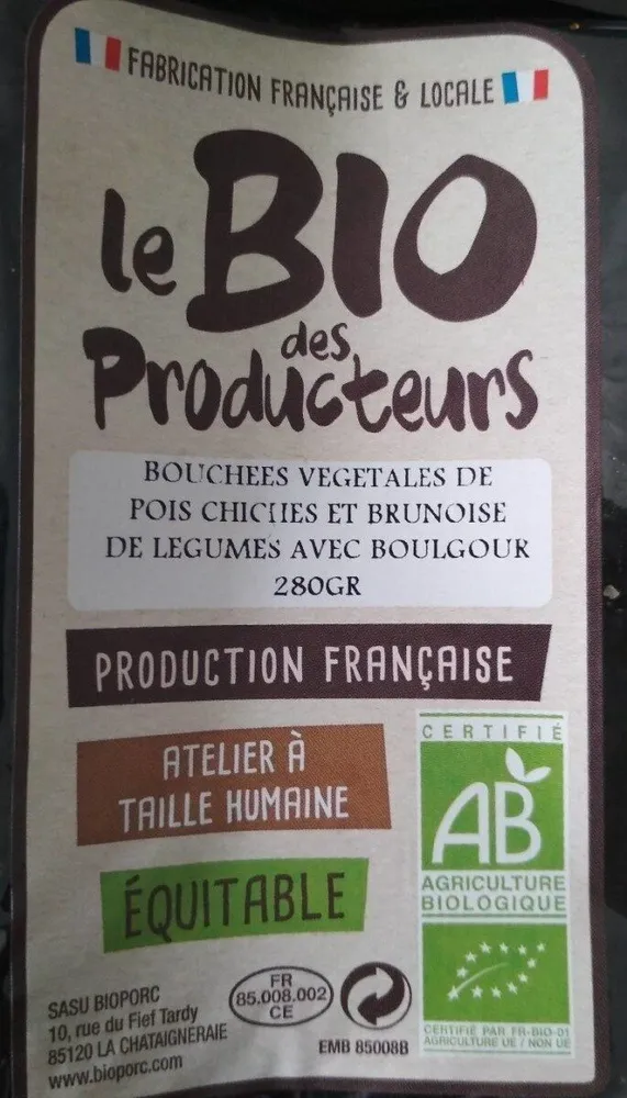 Bouchées végétales Pois chiches & légumes & boulgour
