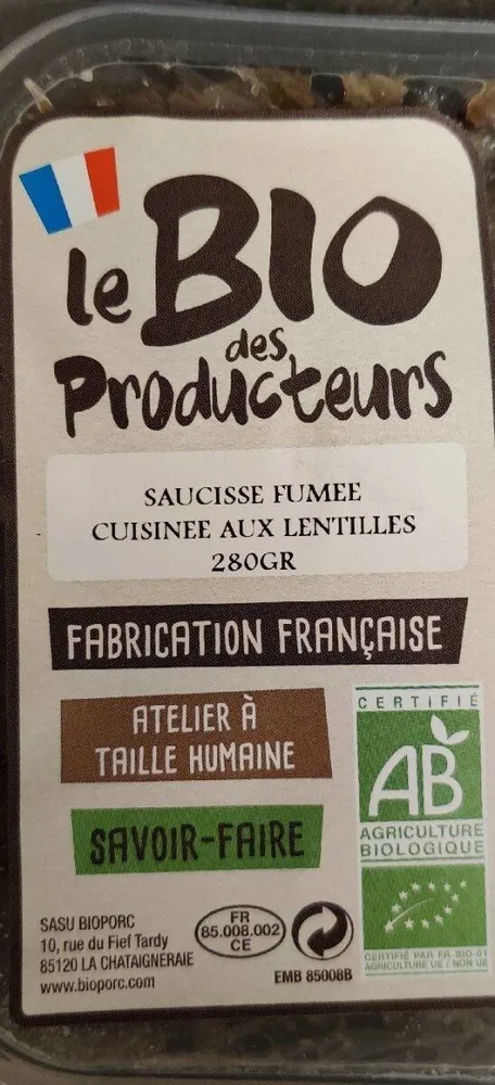 Saucisse fumée cuisinée aux lentilles