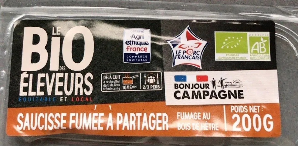 Saucisse cuite de porc fumee bio