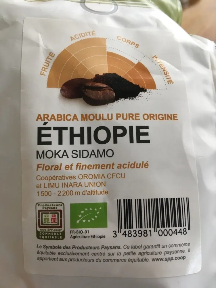 Cafe Ethiopie Moka Sidamo Arabica Filtre
