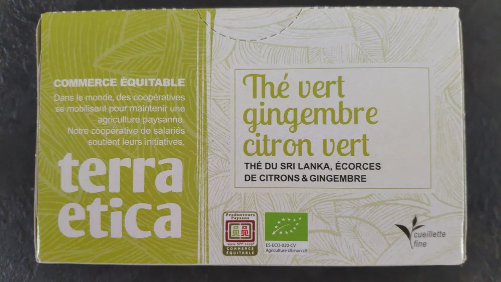 The Vert Gingembre Citron Vert 20 Infusettes Bio