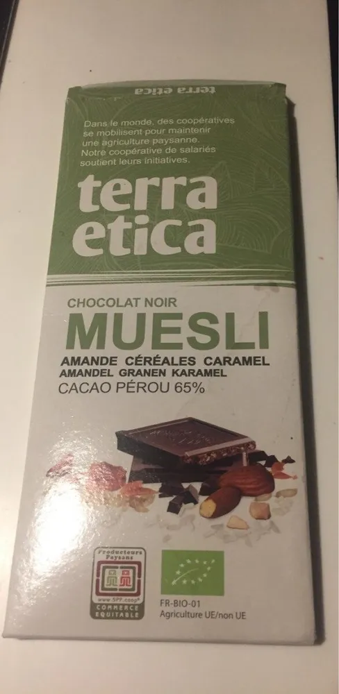 Chocolat noir MUESLI cacao 65%