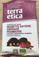 Chocolat noir noisette entière grenade framboise.