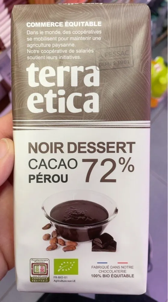Noir dessert 72% cacao Perou