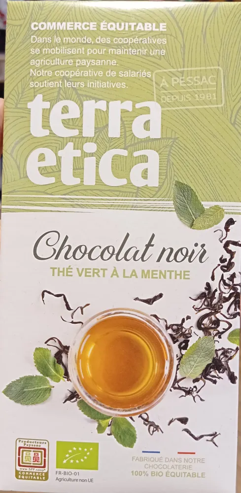 Chocolat noir thé vert à la menthe