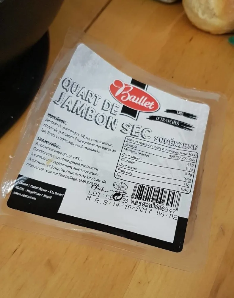 Quart de jambon sec supérieur