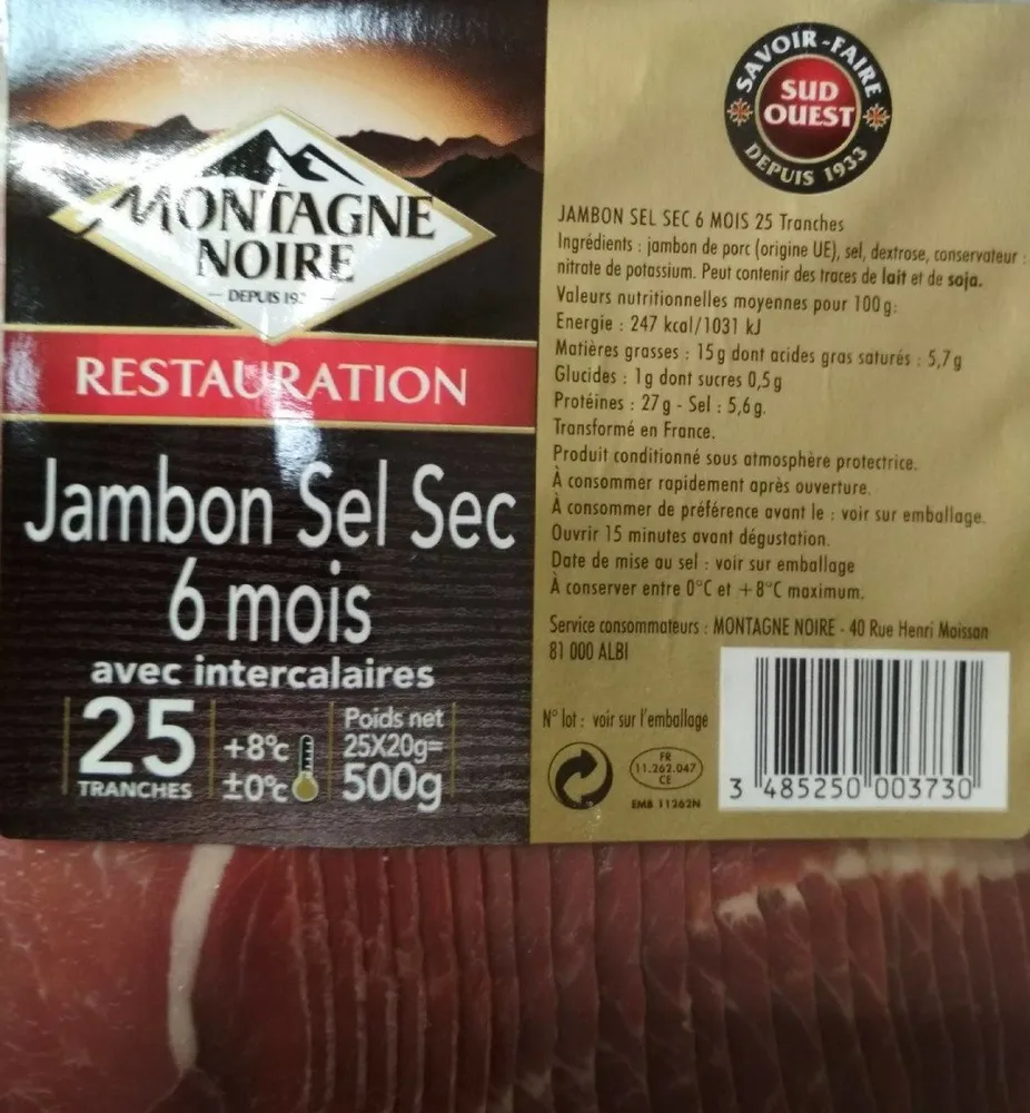 Jambon Sec 25 Tranches 6 Mois