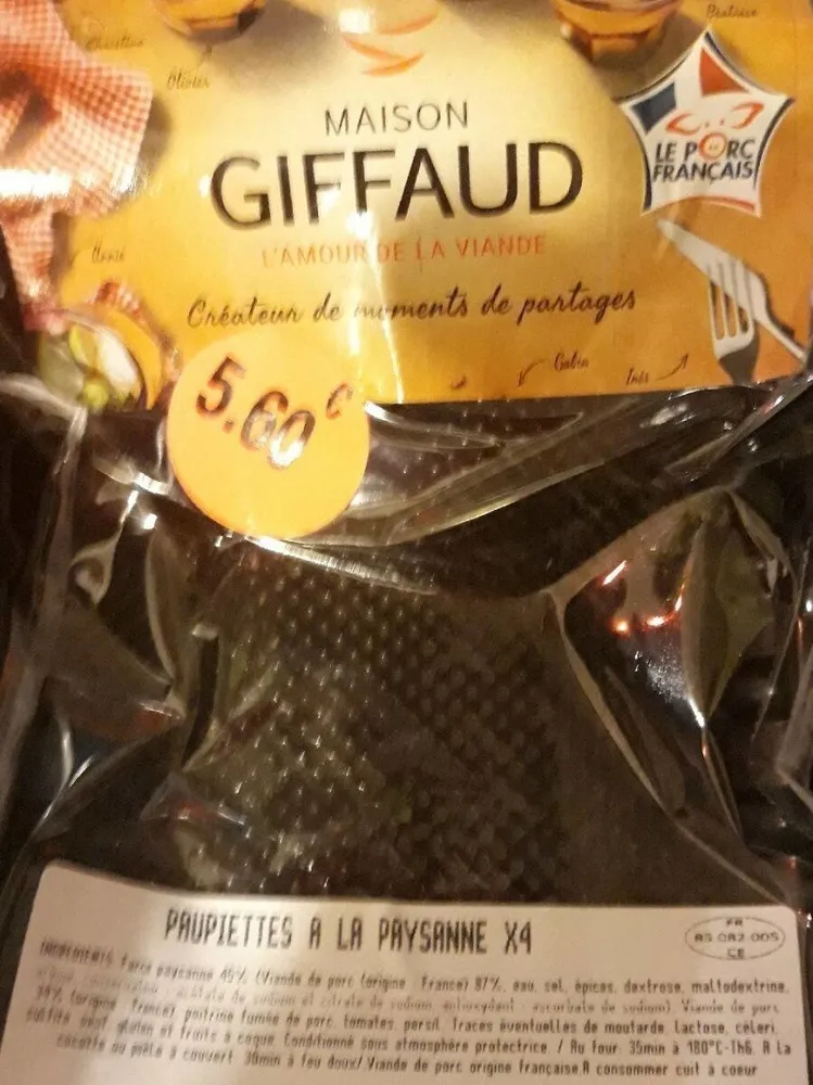 Paupiettes de porc à la paysanne