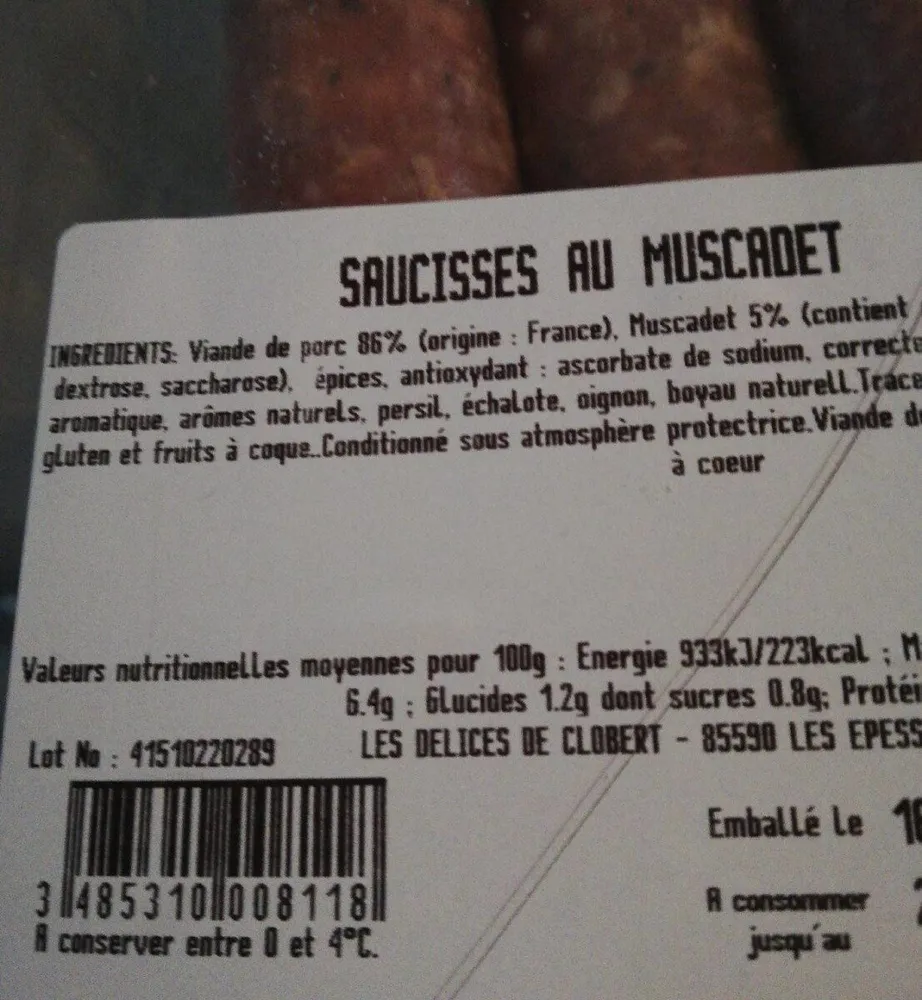 Saucisses au muscadet
