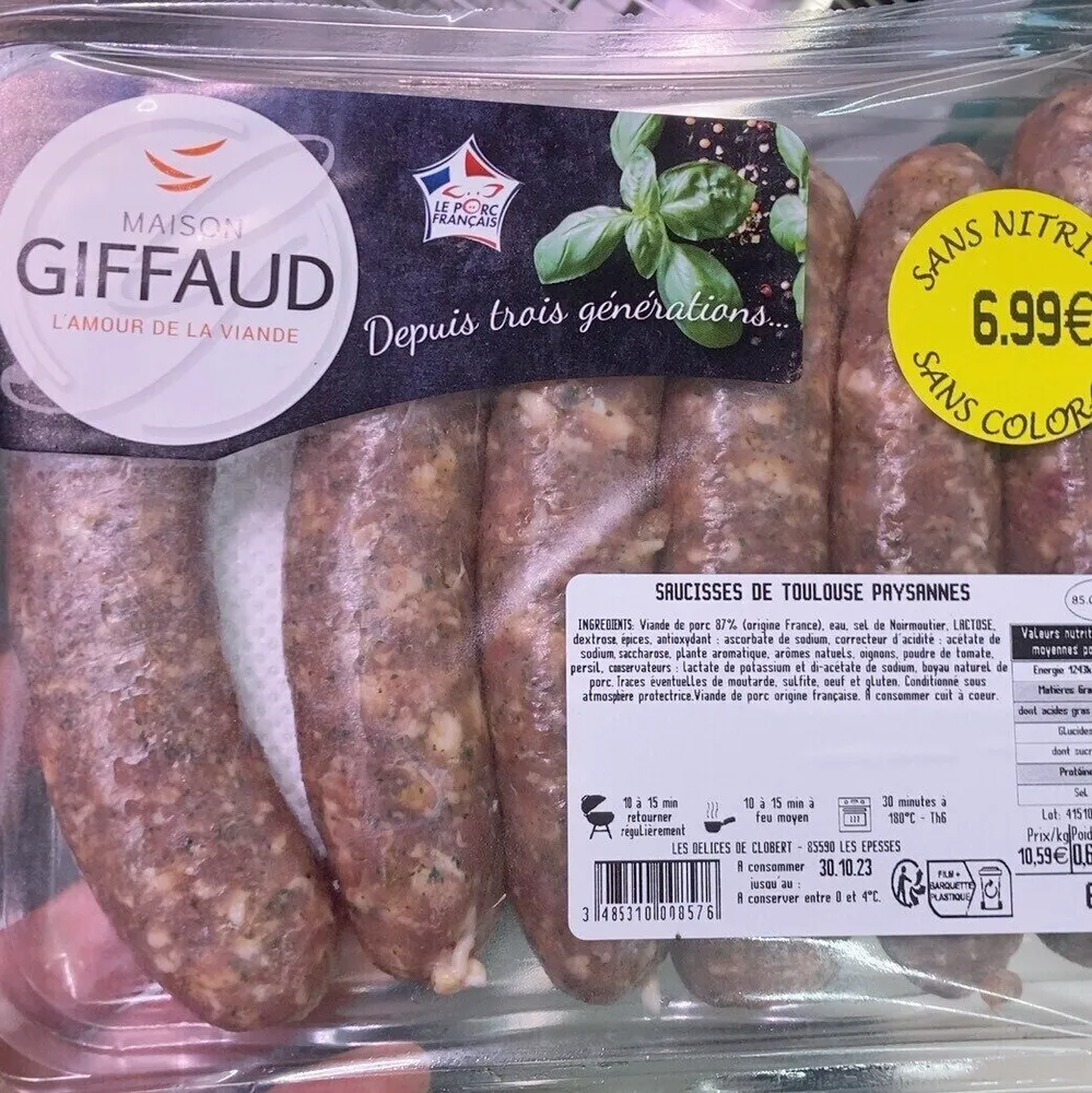 Saucisse de Toulouse paysannes