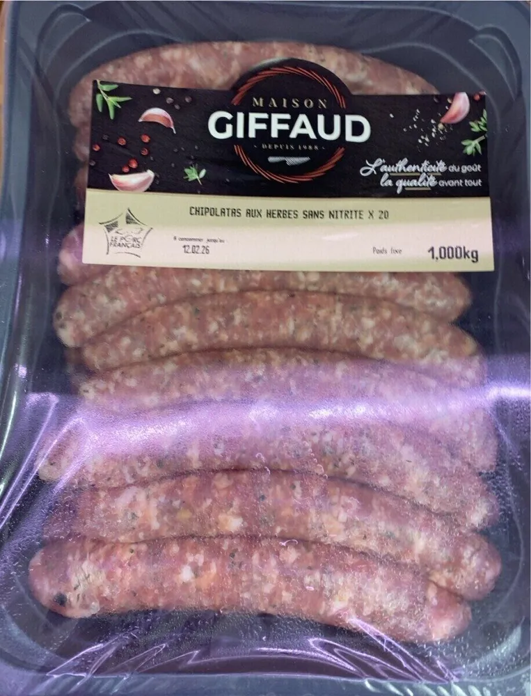 Chipolatas aux herbes sans nitrites