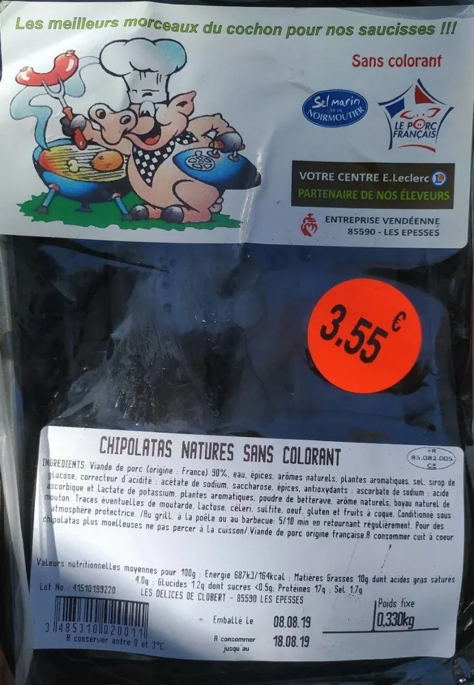 Chipolatas Natures Sans Colorant