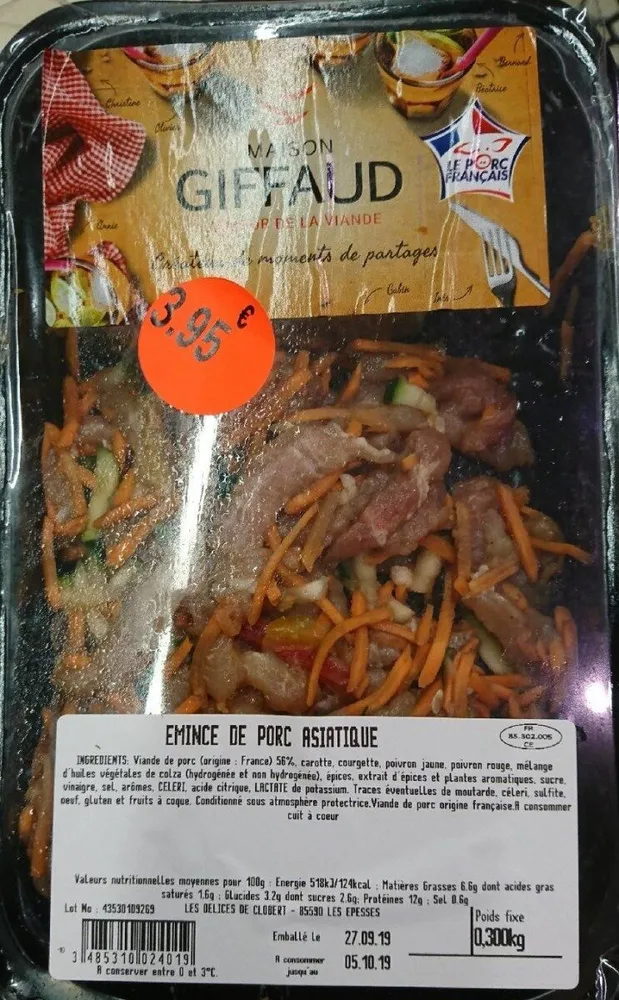 émincé de porc asiatique