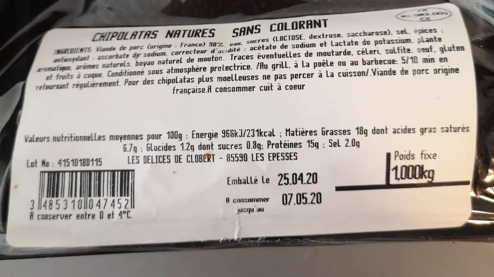 Chipolatas natures