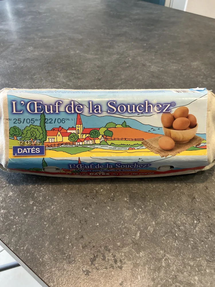 Souchez, oeufs dates calibre gros, 12 oeufs dates 780 gr