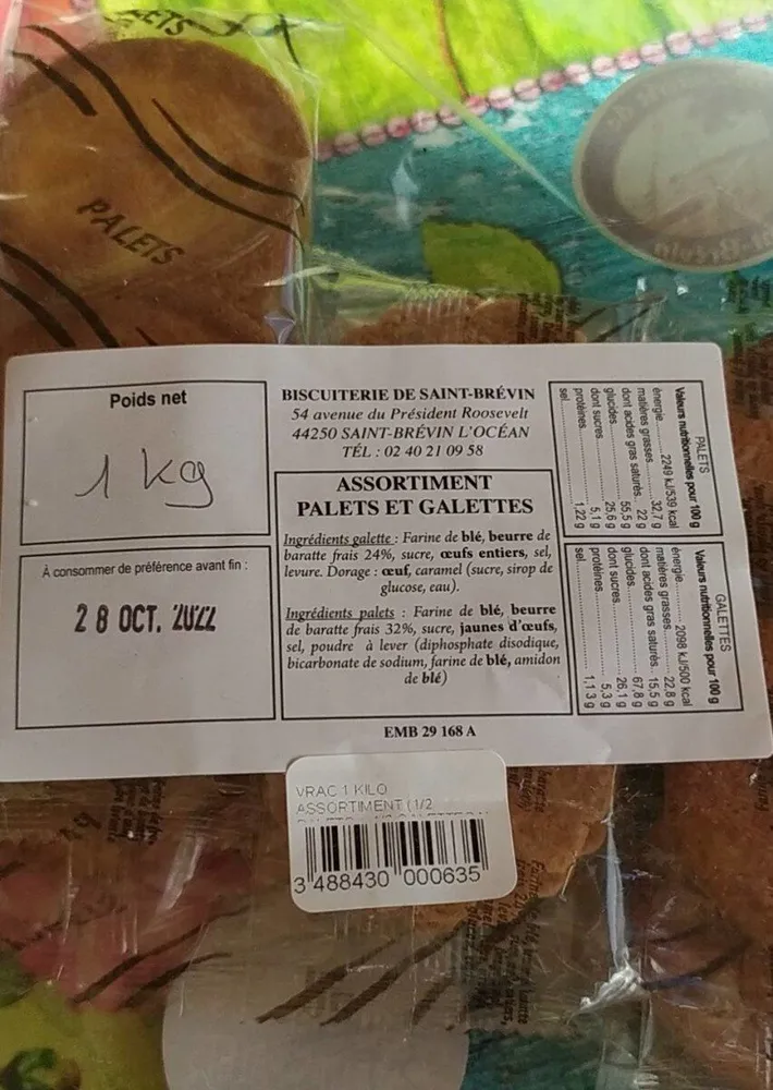 Assortiment palets et galettes