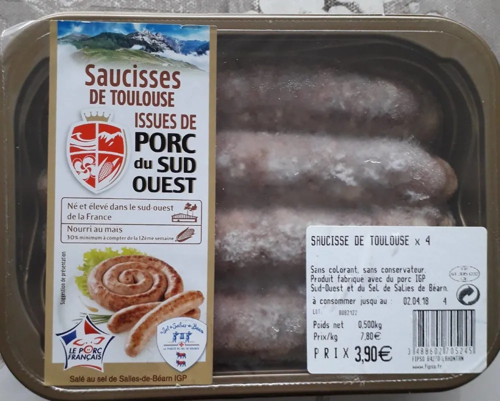 Saucisse de Toulouse porc du sud Ouest