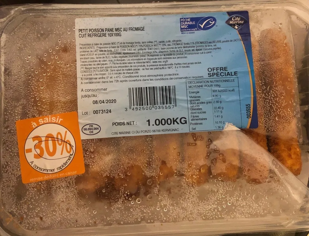 Petit poisson pane au fromage
