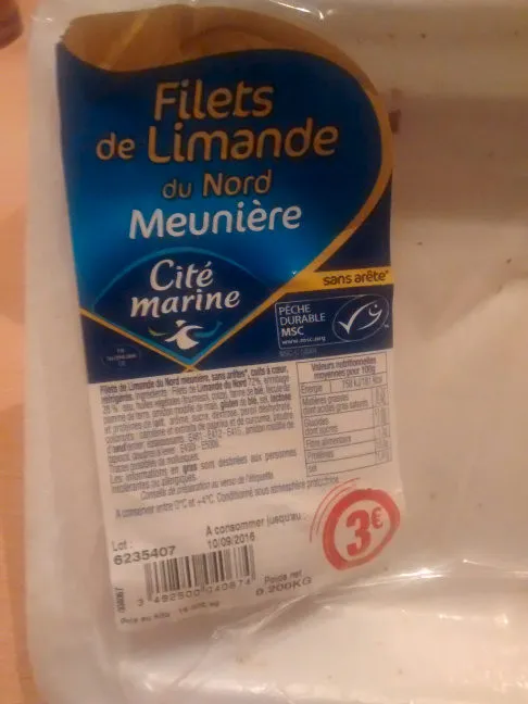 Filets de limande du Nord MSC meunière - 200g - Frais