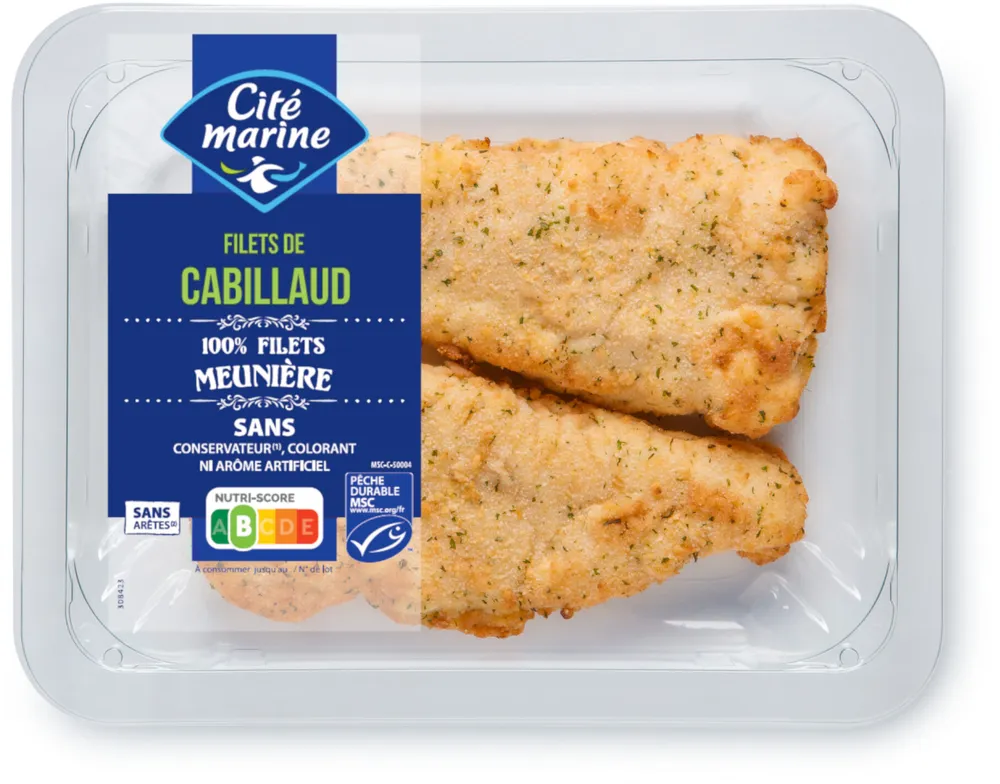 Filets de cabillaud MSC meunière - 200g - Frais