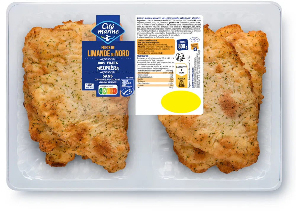 Filets de limande du Nord MSC meunière - 800g - Frais