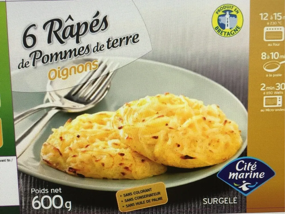 Râpés de pomme de terre oignons CITE MARINE 6x100g