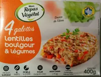 4 galettes lentilles boulgour et légumes