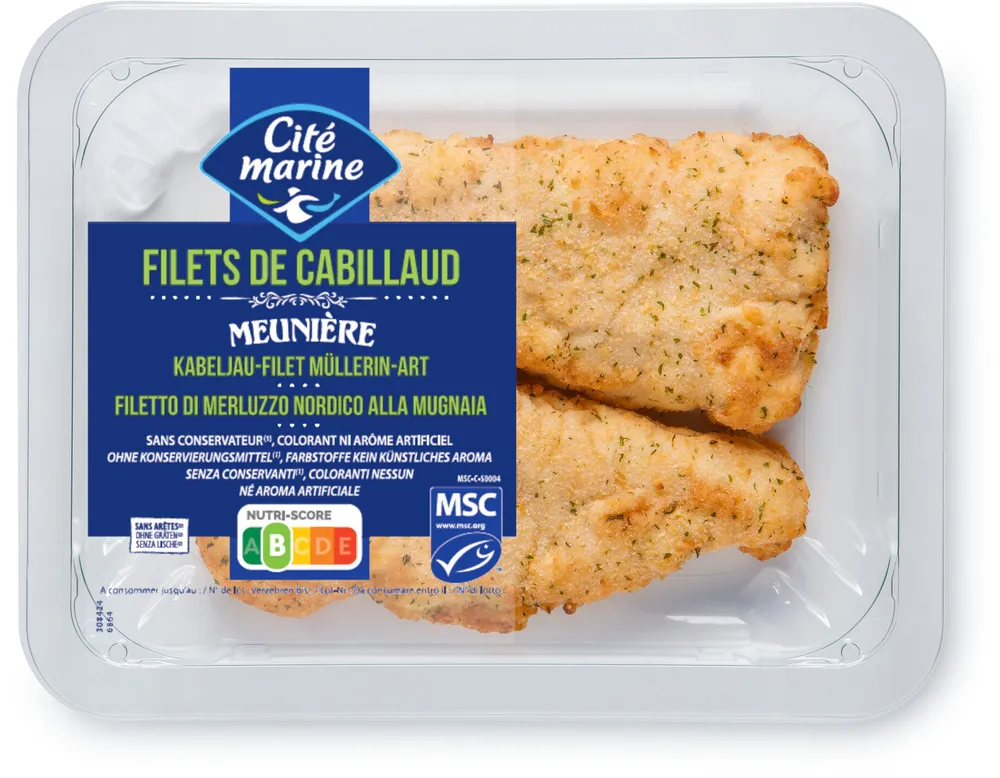 Filets de cabillaud MSC meunière - 200g - Frais