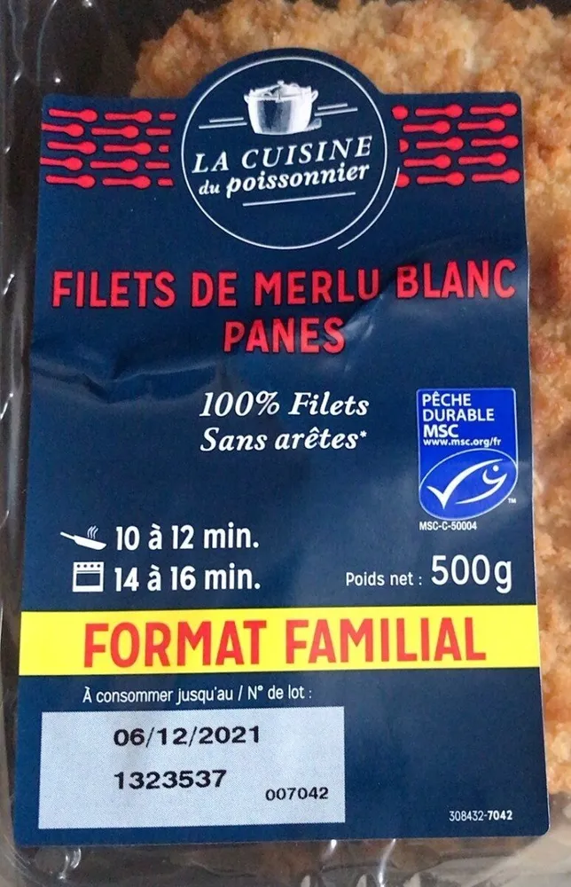 Filets de merlu blanc panes