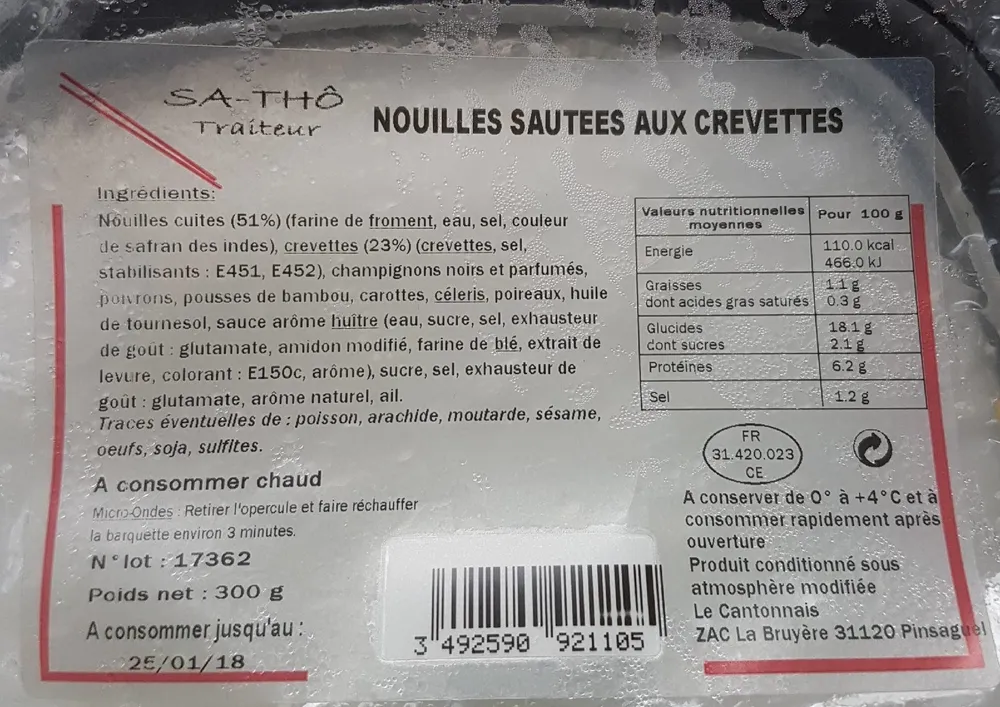 nouilles sautees aux crevettes