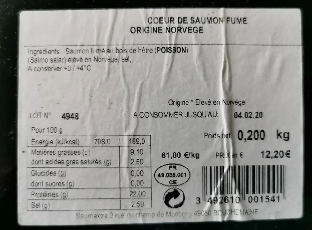 Cœur de saumon fumé