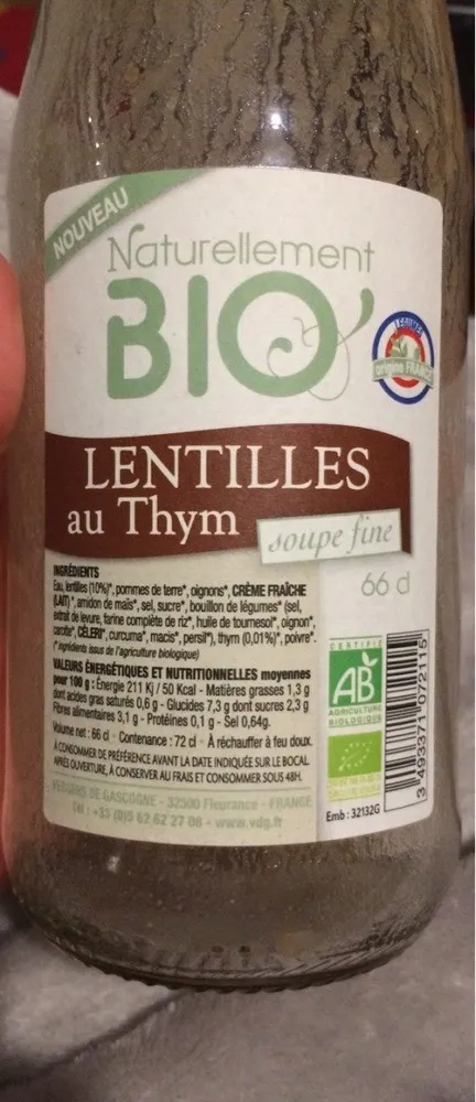 Soupe de lentilles au thym