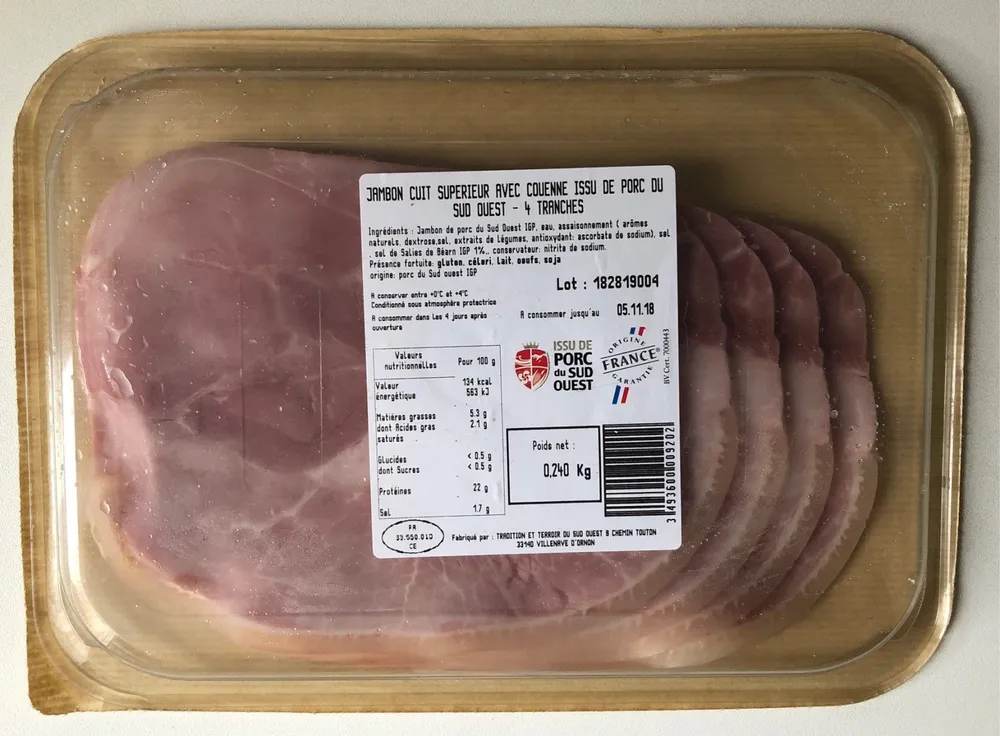 Jambon cuit superieur  avec couenne