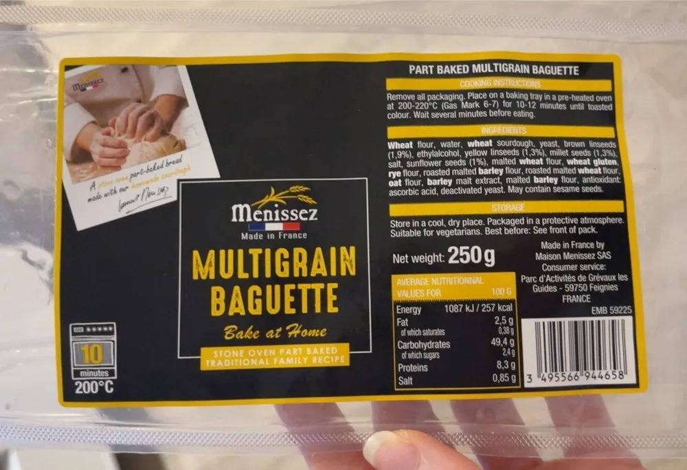 Multigrain baguette bake at home