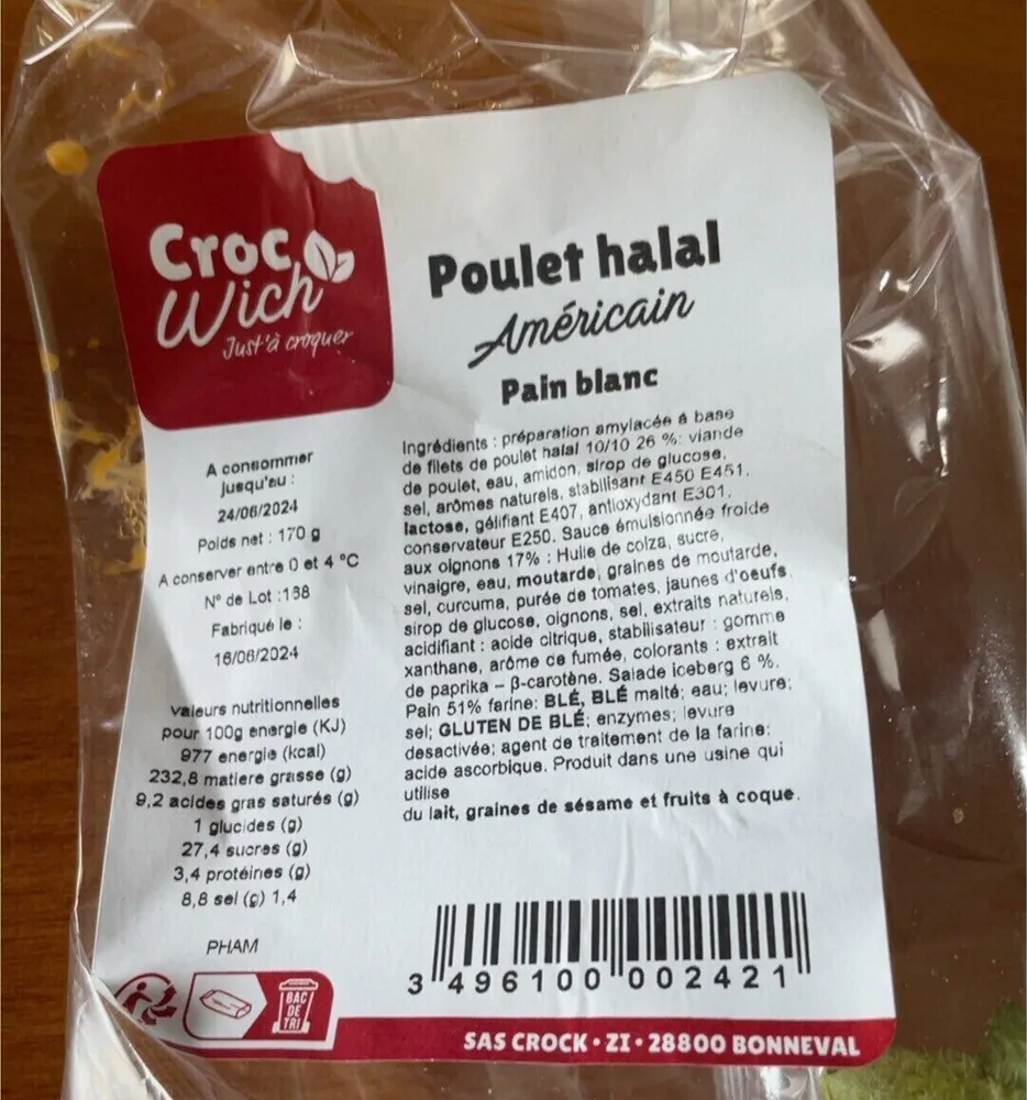 Poulet halal americain