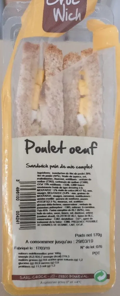 Croc Wich Poulet œuf