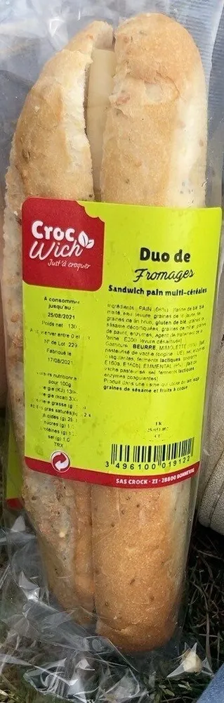 Sandwich pain multi-céréales Duo de fromages