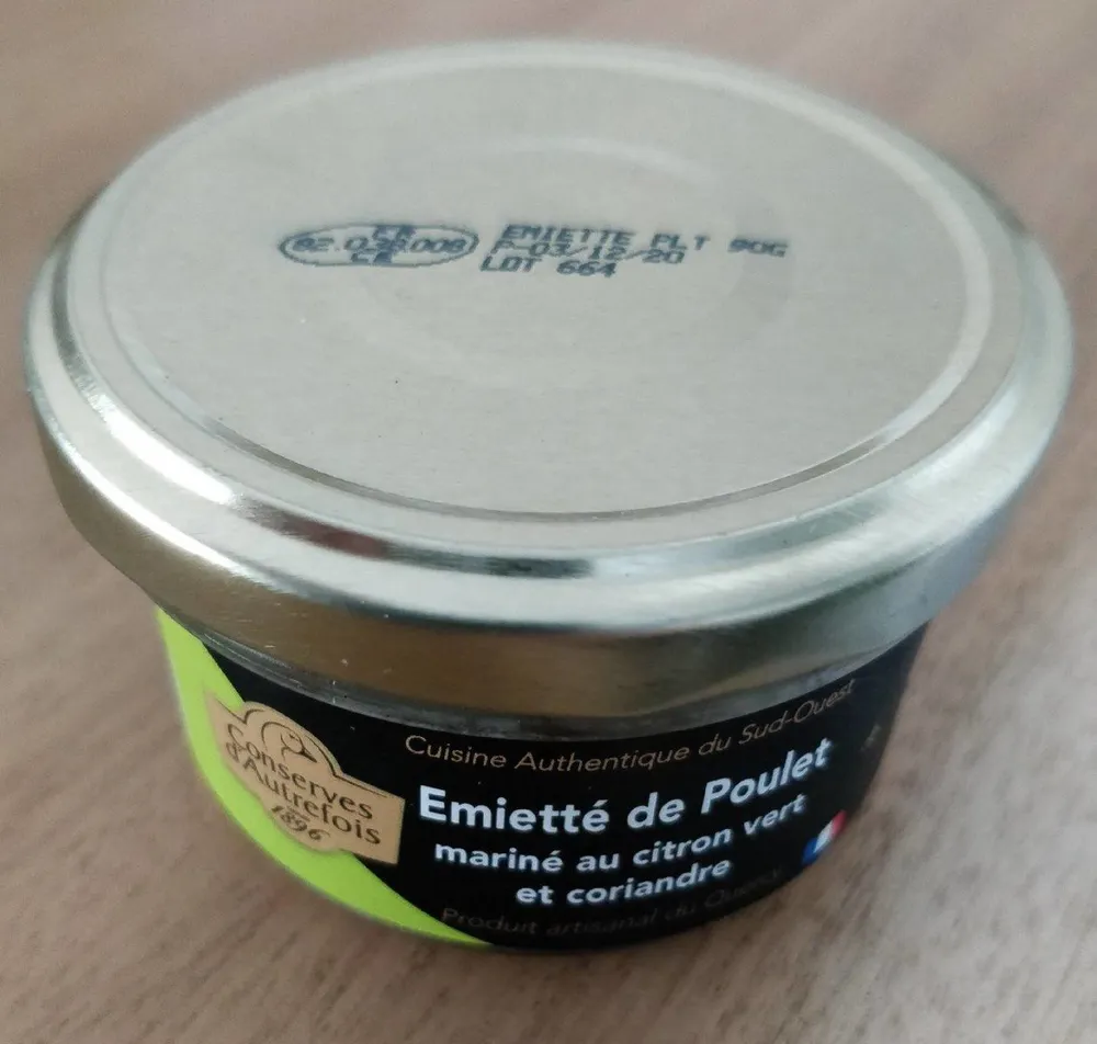 Émietté de Poulet Mariné au Citron Vert et Coriandre