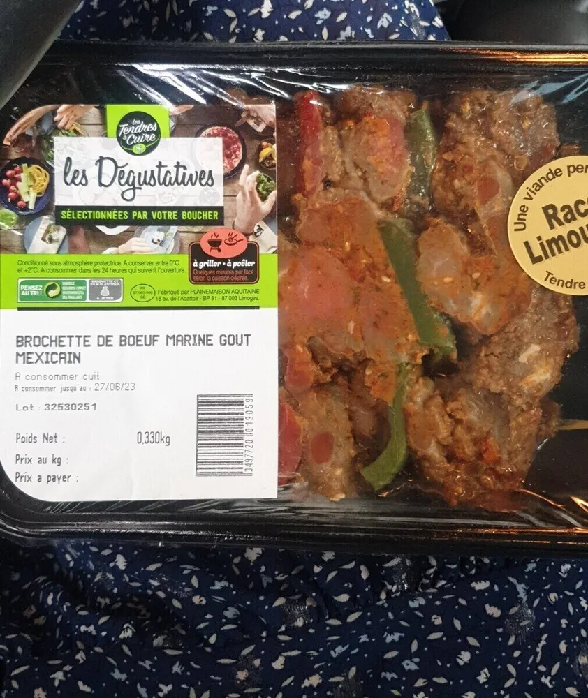 Brochette de bœuf mariné goût mexicain