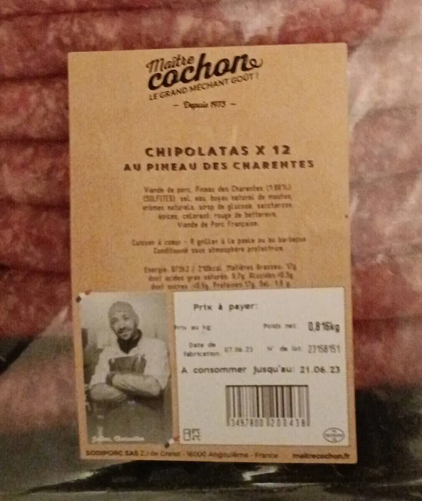 Chipolatas x12 au pineau des Charentes