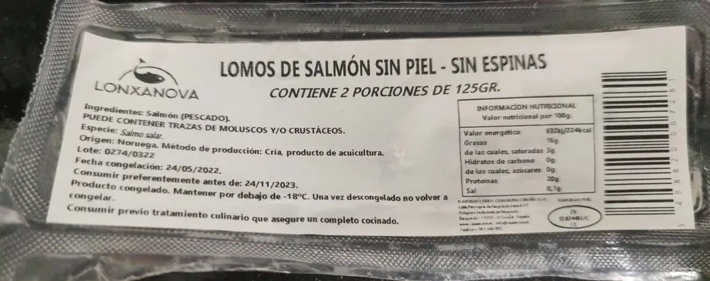 Lomos de salmón sin piel - sin espinas