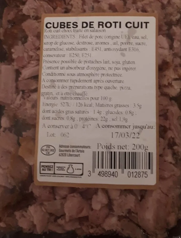 Cubes de rôti cuit