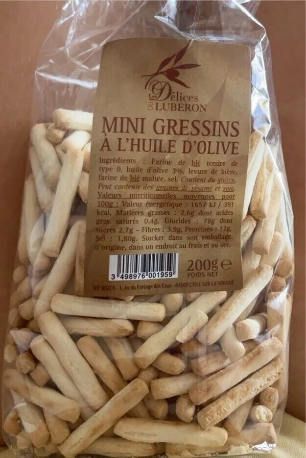 mini gressins à l’huile d’olive