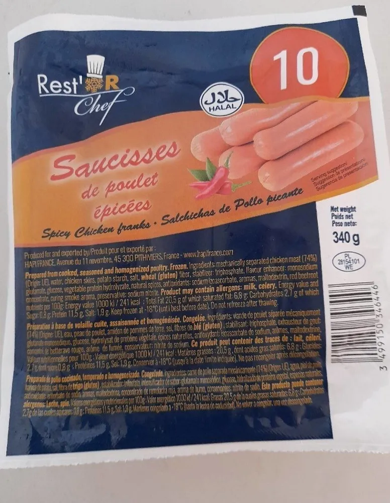Saucisses de poulet épicées