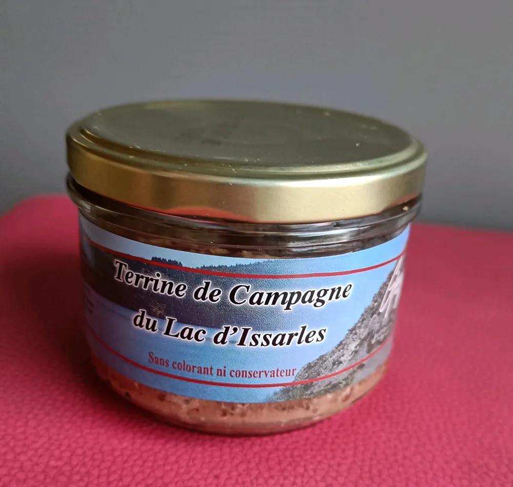 Terrine du lac d'issarles , le pot en verre de 180 gr
