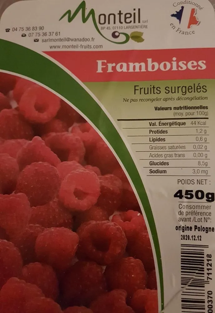 Framboises surgelées