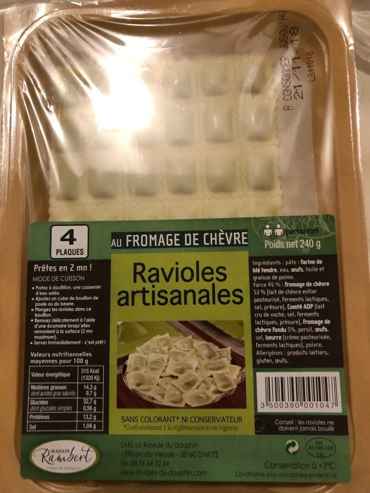Ravioles artisanales au fromage de chèvre