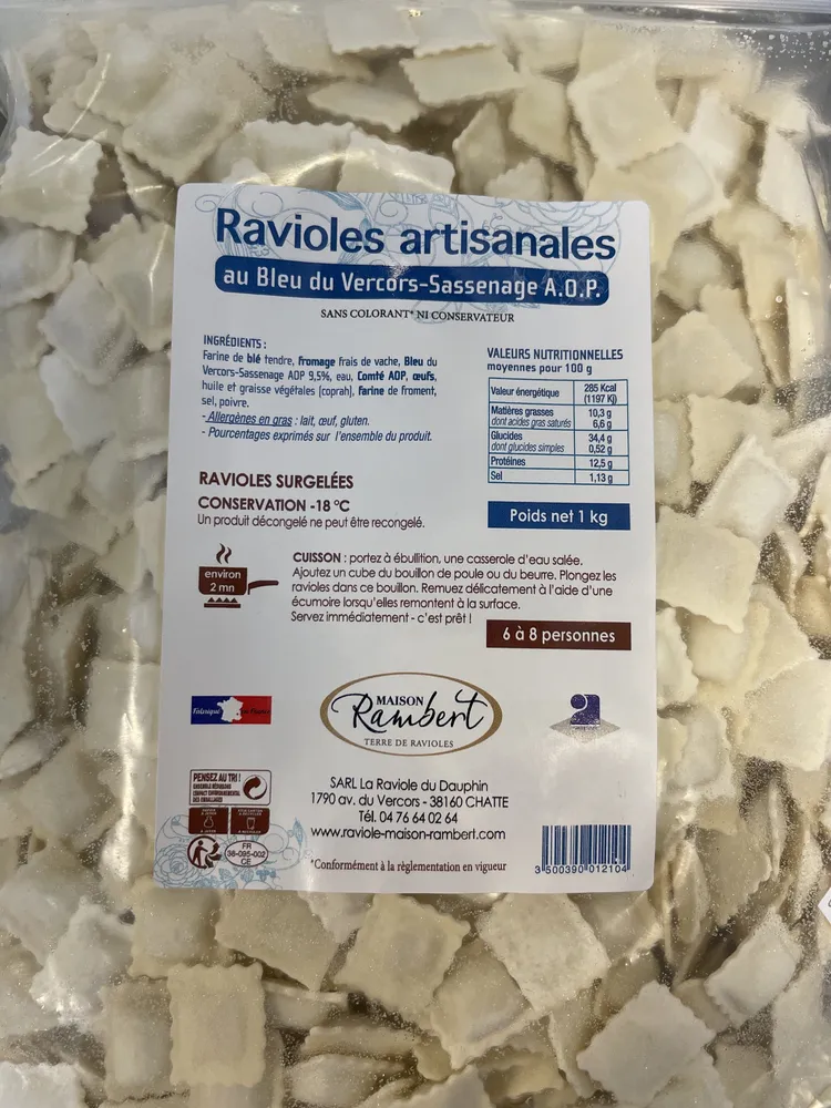 Ravioles artisanales au bleu du Vercors-Sassenage AOP surgelées